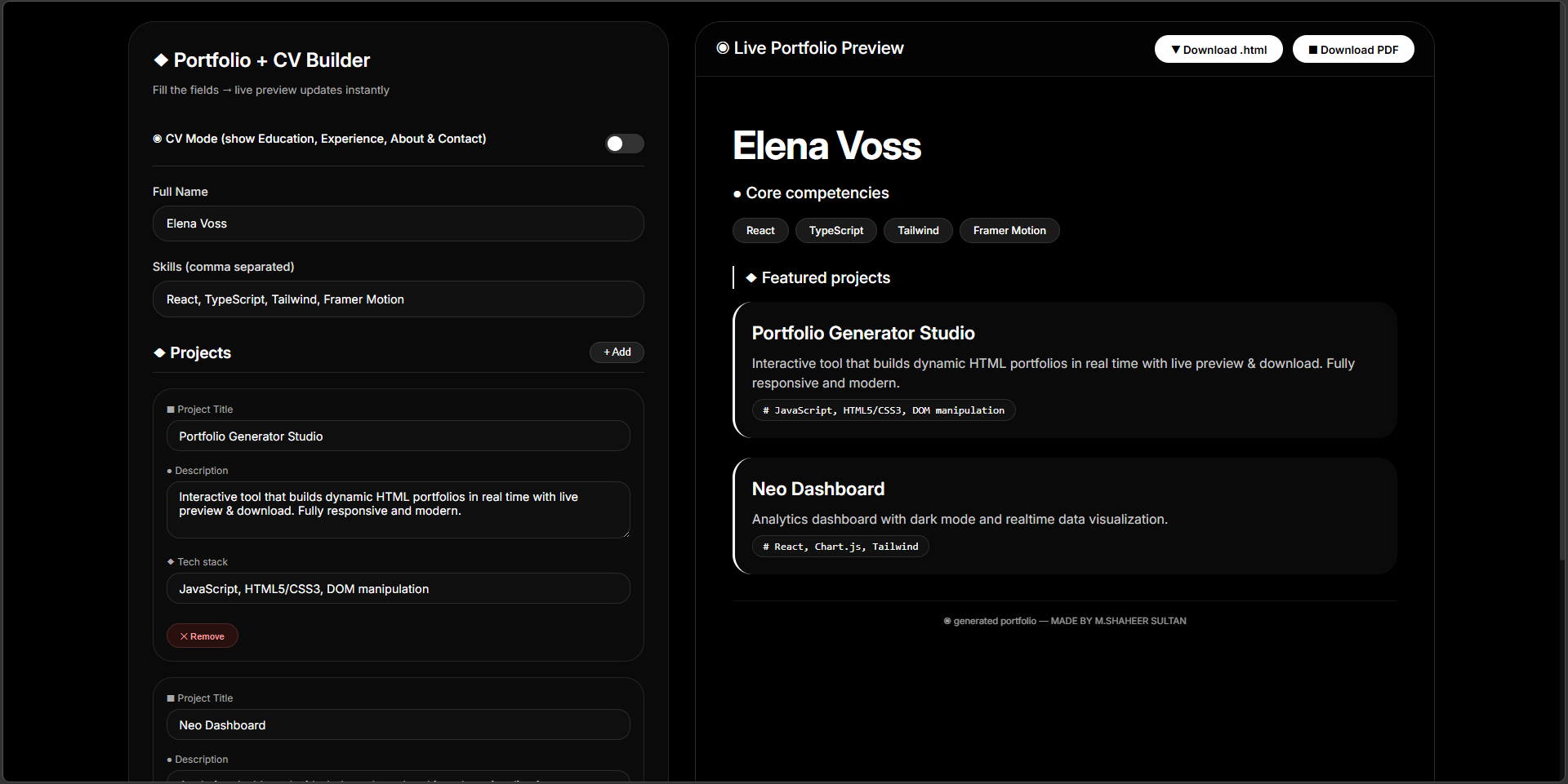 PortfolioForge — Instant Portfolio Generator by Shaheer Sultan